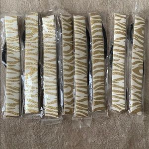 Pack of 8 Gold Zebra Print head bands